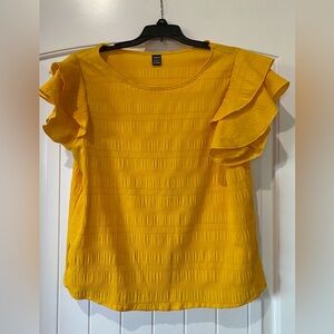 SHEIN Yellow Ruffle Sleeve Blouse